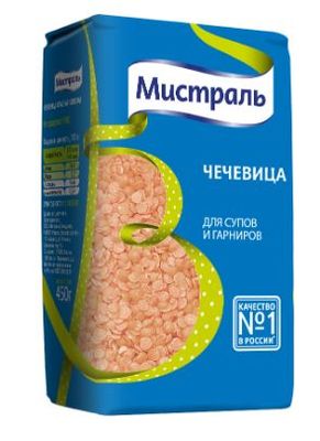 Мистраль Чечевица Красная колотая для гарниров и супов 450гр.*12