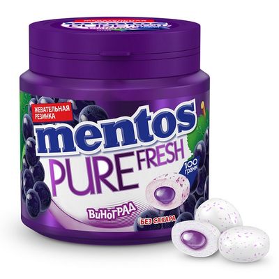 Жевательная резинка Mentos Pure Fresh Виноград, банка, 100г