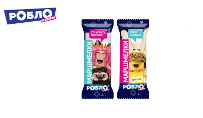 Маршмелки МИКС РОБЛОКСЕРЫ ЖЕНЯША, КОРЖИК в форме трубочки 12г.*12*30