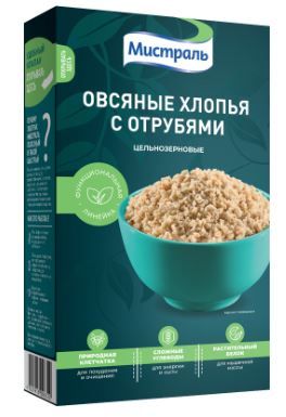 Хлопья Мистраль Овсяные с отрубями, 400 г