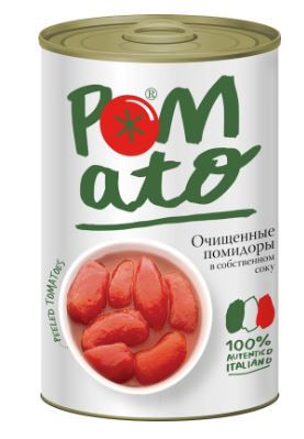 Помидоры Pomato очищенные в собственном соку, 400г