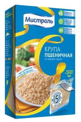 Крупа Мистраль Пшеничная в пакетах для варки, 5×80 г