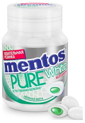 Жевательная резинка Mentos Pure White Нежная мята, 54г