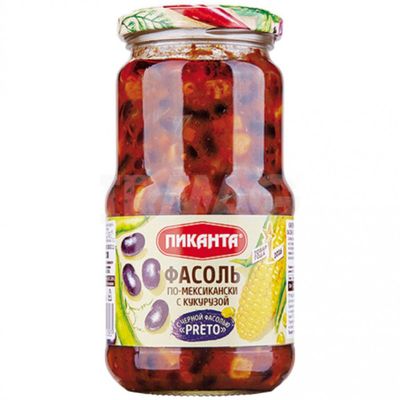 Фасоль по-мексикански с кукурузой 470 г "Пиканта" по 6 шт.
