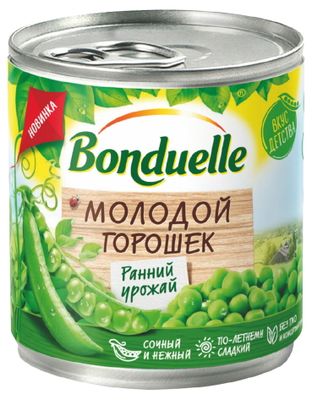 Горошек консервированный Бондюэль Молодой, 400г/425мл