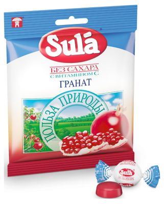 Леденцы без сахара Sula Гранат, 60г