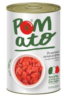 Помидоры Pomato резаные в собственном соку, 400г