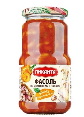 Фасоль по-домашнему с грибами 470 г "Пиканта" по 6 шт.