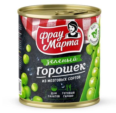 Горошек зеленый консервированный Фрау Марта ГОСТ 310г 1/15