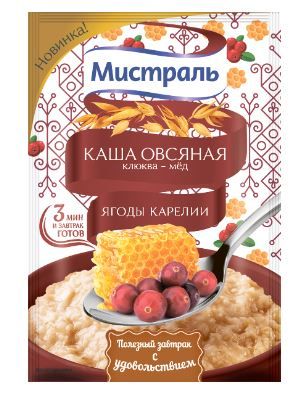 Каша овсяная Мистраль Клюква-Мёд (Ягоды Карелии), 40 г