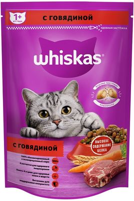 Сухой корм Whiskas для кошек «Вкусные подушечки с нежным паштетом, с говядиной», 350г