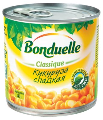 Кукуруза консервированная Бондюэль сладкая, 340г/425мл