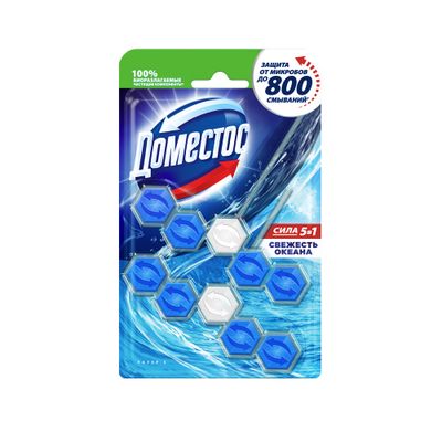 Средство для санузлов DOMESTOS 110г блок Power 5 Дуо Свежесть океана