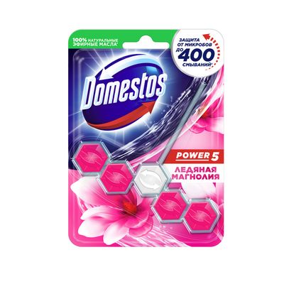 Средство для санузлов DOMESTOS/ДОМЕСТОС 55г блок Power 5 Ледяная Магнолия