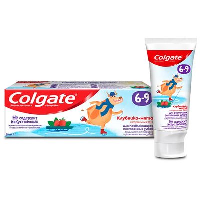 Зубная паста COLGATE 60мл для детей 6-9 вкус Клубники и Мяты
