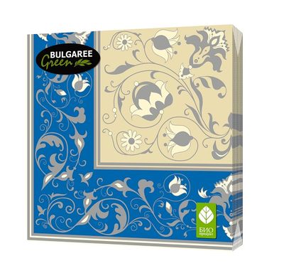 Салфетки бумажные BGREEN 3сл 20шт 33*33см Белла