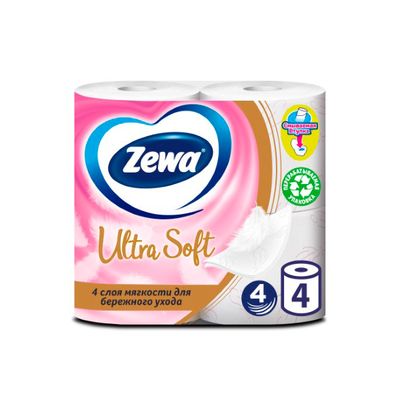 Туалетная бумага ZEWA 4шт 4сл Софт Софт