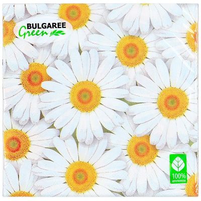Салфетки бумажные BGREEN 3сл 20шт 33*33см Ромашки