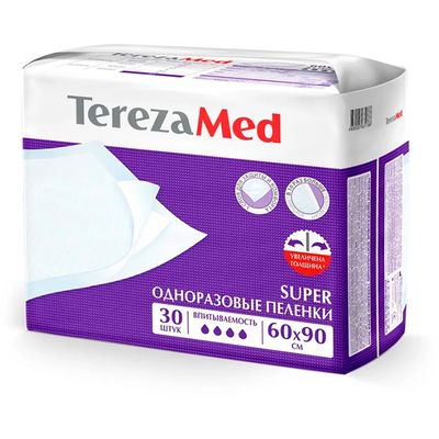 Пеленки одноразовые TEREZAMED Super 60x90 30 шт (НДС-10%)