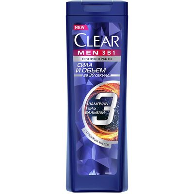 Шампунь+Бальзам+Гель для душа CLEAR/КЛИАР 400мл 3в1 Объем и Сила