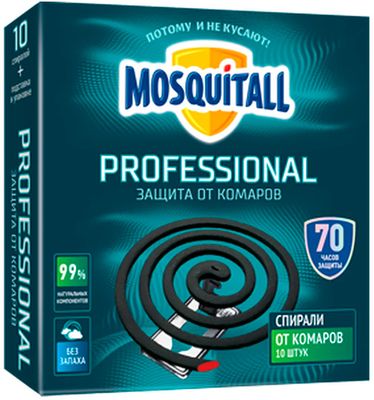 Средства от насекомых MOSQUITALL 10шт спирали Профессиональная защита от комаров*12