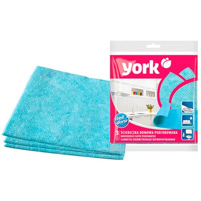 Салфетки хозяйственные YORK 3шт перфорированные голубые*54