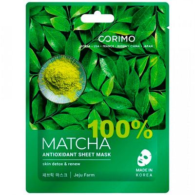 Corimo 22г Тканевая маска для лица Антиоксидант 100% MATCHA