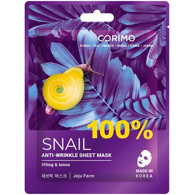 Corimo 22г Тканевая маска для лица Сокращение морщин 100% SNAIL