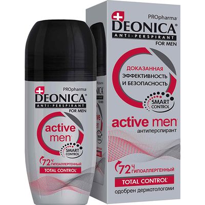 DEONICA FOR MEN PROpharma 50мл Дезодорант для тела Антиперспирант ACTIVE MEN ролик