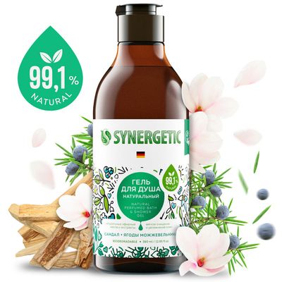 Гель для душа SYNERGETIC 380мл Сандал и ягоды можжевельника