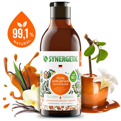 Гель для душа SYNERGETIC 380мл Карамельное яблоко и ваниль