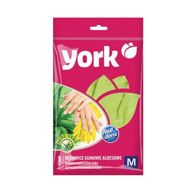 Перчатки хозяйственные YORK резиновые Алоэ (M)