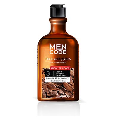 Гель для душа MEN CODE 300мл ABSOLUTE POWER с экстрактами сандала и бергамота флакон/флиптоп КК/12