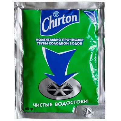 Cредство для прочистки труб CHIRTON 60г порошок ХОЛОДНОЙ водой