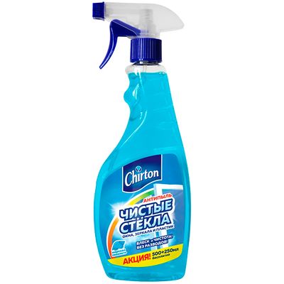 Чистящее средство для мытья стёкол CHIRTON 750мл АКЦИЯ! Морская Свежесть с распылителем (жидкость)