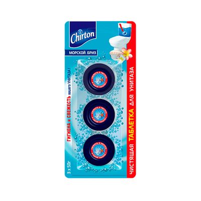Средство для унитаза CHIRTON 3*50г Чистящие таблетки для унитаза Морской Бриз