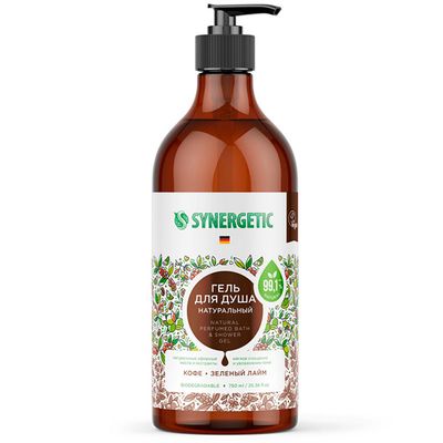 Гель для душа SYNERGETIC 750мл Кофе и зеленый лайм натуральный биоразлагаемый