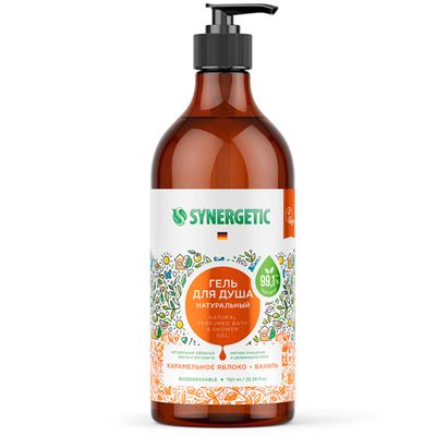 Гель для душа SYNERGETIC 750мл Карамельное яблоко и ваниль натуральный биоразлагаемый