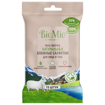 Влажные салфетки BIO MIO 15шт Bio-WIPES (кор.14 шт)