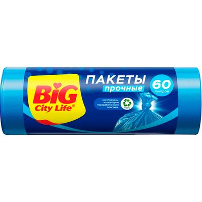 Пакеты для мусора BIG City 60л 20шт 58х77см HD синие (14шт/ящ)