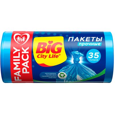 Пакеты для мусора BIG City 35л 100шт 50*60см HD синие (20шт/ящ)