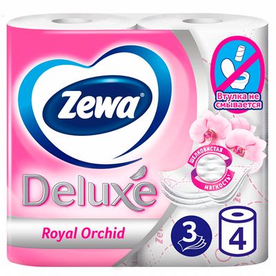 Туалетная бумага ZEWA Delux 4шт 3сл Орхидея