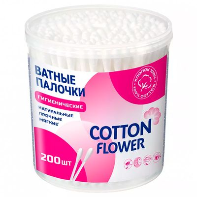 Ватные палочки Cotton Flower 200шт ПЭ (50шт/ящ)