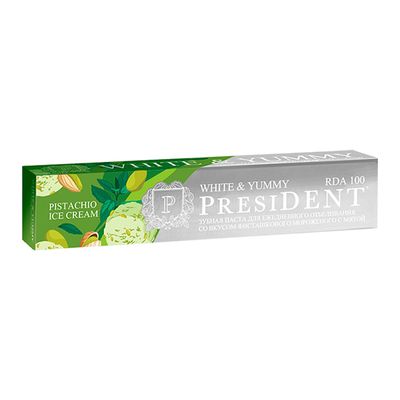 Зубная паста PRESIDENT 75г White & Yummy Фисташковое мороженое с мятой