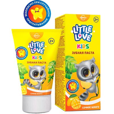 Зубная паста Little Love 62г для детей Сочное манго 2+