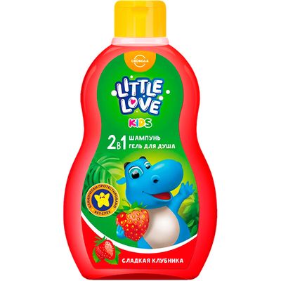 Шампунь для волос Little Love 420мл Детский шампунь+гель для душа 2 в 1 Сладкая клубника