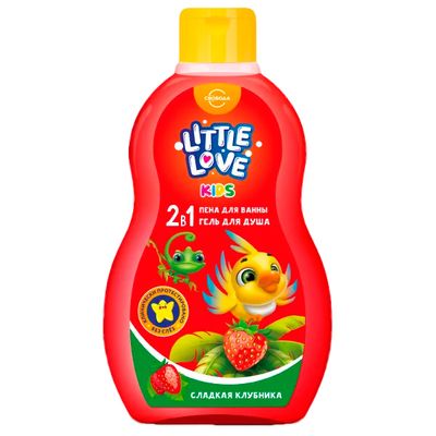 Пена для ванн Little Love 420мл Детская пена для ванны+гель для душа 2 в 1 Сладкая клубника
