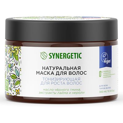 Маска для волос SYNERGETIC 300мл Натуральная Тонизирующая для роста волос