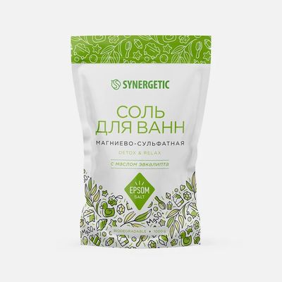 Соль для ванн SYNERGETIC 1000г Магниево-сульфатная