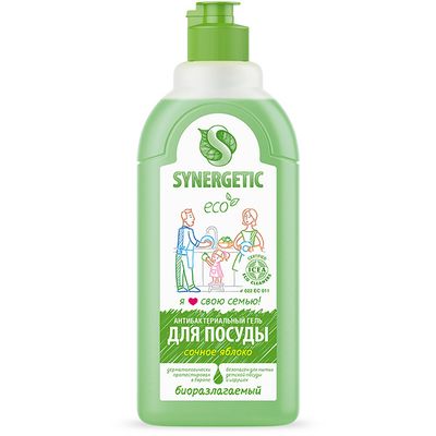 Гель для мытья посуды SYNERGETIC 500мл Яблоко*14